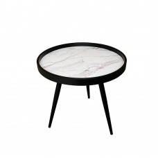 MARM SIDE TABLE ΛΕΥΚΟ ΜΕ PATTERN ΜΑΥΡΟ 49,5x49,5xH52cm Liberta 04-0700